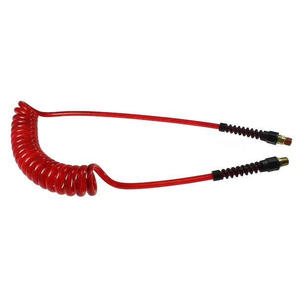 Flexeel Coil 3/8" ID x 10 ' 3/8" MPT Rigid x Swivel Transparent Red
